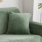 2 housses de coussin en velours vert cyan 45x45cm pour canape 1