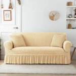 housse de canape en microfibre style jupe beige