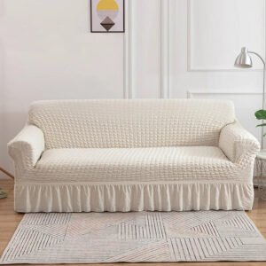 housse de canape en microfibre style jupe blanc creme blanc creme canape compris entre 120 170cm 1 housse