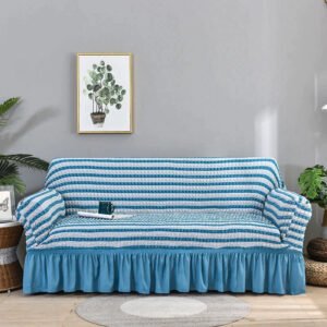 housse de canape en microfibre style jupe bleu