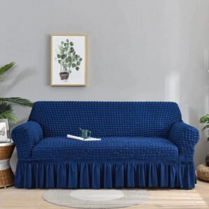 housse de canape en microfibre style jupe bleu marine