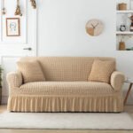 housse de canape en microfibre style jupe camel