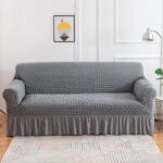 housse de canape en microfibre style jupe gris