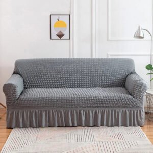 housse de canape en microfibre style jupe gris