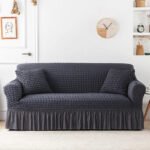 housse de canape en microfibre style jupe gris fonce