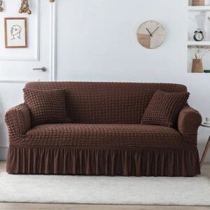housse de canape en microfibre style jupe marron