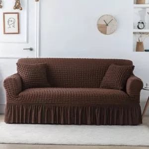 Housse de canapé en Microfibre Style Jupe Marron 3 housse-de-canape-en-microfibre-style-jupe-marron