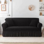 housse de canape en microfibre style jupe noir