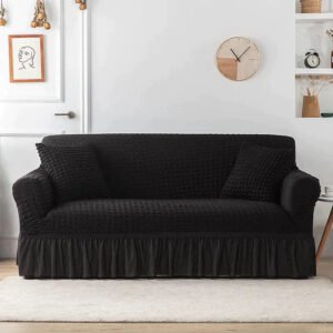 housse de canape en microfibre style jupe noir