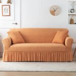 housse de canape en microfibre style jupe orange orange canape compris entre 120 170cm 1 housse