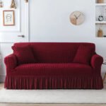 housse de canape en microfibre style jupe rouge vin rouge vin canape compris entre 120 170cm 1 housse