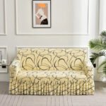 housse de canape jupe beige imprime