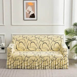 housse de canape jupe beige imprime