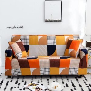 housse de canape orange geometrique orange geometrique canape compris entre 145 185cm 1 housse 1