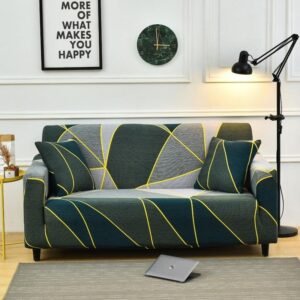housse de canape vert fonce dore 1
