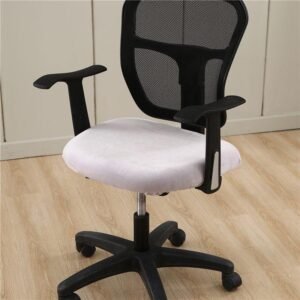 housse de chaise blanc de bureau style velours 1 1