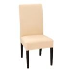 housse de chaise classique extensible beige 1
