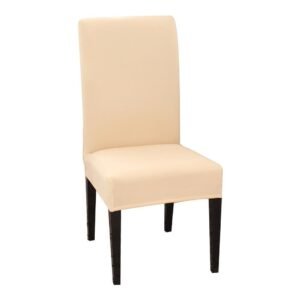 housse de chaise classique extensible beige 1