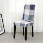 housse de chaise extensible bleu blanc gris 1