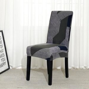 housse de chaise extensible geometrique gris vert 1