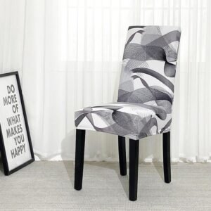 housse de chaise extensible gris ondule gris ondule 2pieces 1