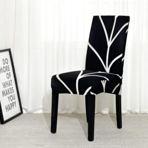 housse de chaise extensible noir chevrons 1