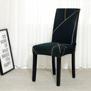 housse de chaise extensible noir dore 1