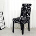 housse de chaise extensible noir ruban blanc 1