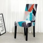 housse de chaise extensible triangle vert cyan triangle vert cyan 2pieces 1