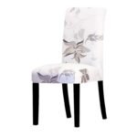 housse de chaise motif extensible blanc fleuri 1
