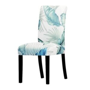 housse de chaise motif extensible bleu fraicheur 1