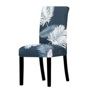 housse de chaise motif extensible bleu tropique 1