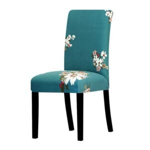 housse de chaise motif extensible vert fleurette 1