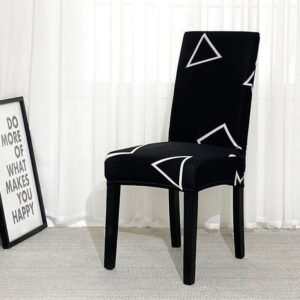housse de chaise noir motif blanc extensible noir motif blanc 2pieces 1