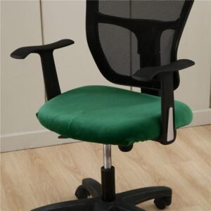 housse de chaise vert de bureau style velours 1 1
