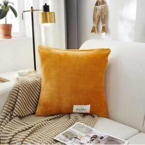 housse de coussin en velours orange 1