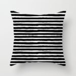 Housse De Coussin Rayee Blanc Noir