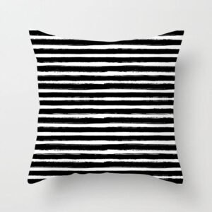 housse de coussin rayee blanc noir 1
