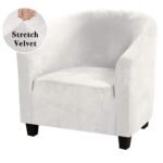 housse de fauteuil club velours blanc 1 1
