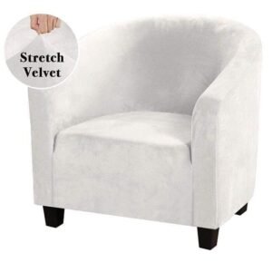 housse de fauteuil club velours blanc 1 1