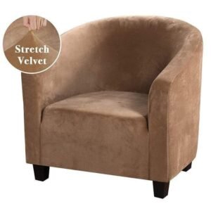 housse de fauteuil club velours camel 1 1
