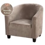housse de fauteuil club velours khaki 1 1