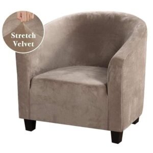 housse de fauteuil club velours khaki 1 1