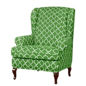 housse-de-fauteuil-extensible-ajustables-motif-geometrique-vert