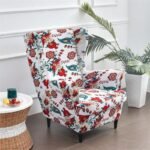 Housse De Fauteuil Fleurs Rouges Avec Accoudoir Extensible Universelle