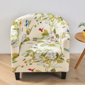 housse fleurie pastel extensibles pour fauteuil club 1