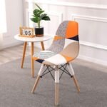 housse pour chaise scandinave graphique gris orange 1