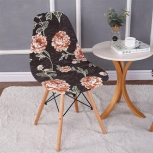 housse pour chaise scandinave marron floral 1