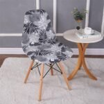 housse pour chaise scandinave monstera blanc 1