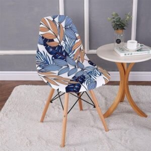 housse pour chaise scandinave motif feuilles 1